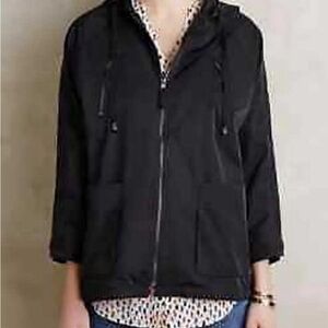 Anthropologie Hei Hei black hooded embroidered oversized anorak